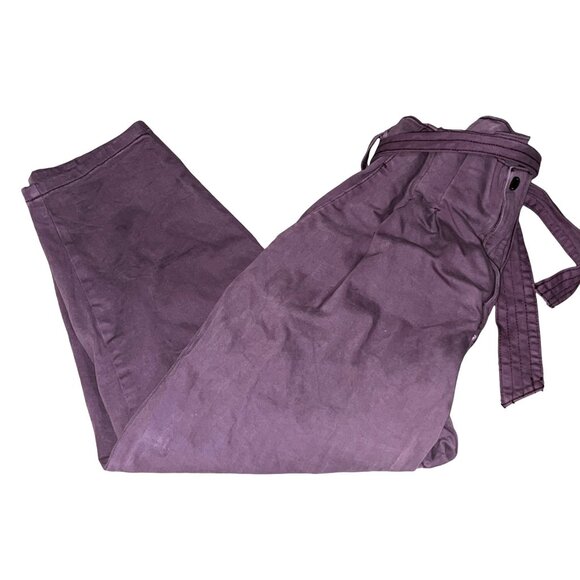 Universal Thread Purple High Waisted Pleated Paper Bag Boho Casual Pants Sz 14 W - Picture 3 of 16